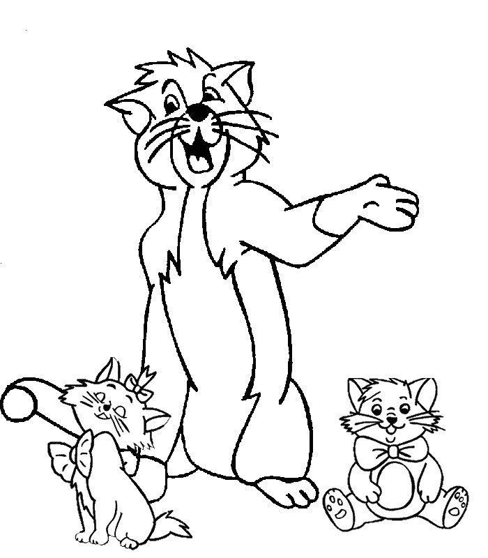 coloriage aristochat pere et chatons